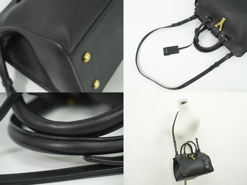 Authentic Saint Laurent Petit Cabas Su Y-line 2WAY Shoulder Bag Handbag