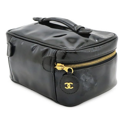Chanel Coco Mark Enamel Vanity Bag Handbag Cosmetic Pouch Makeup Pouch Patent