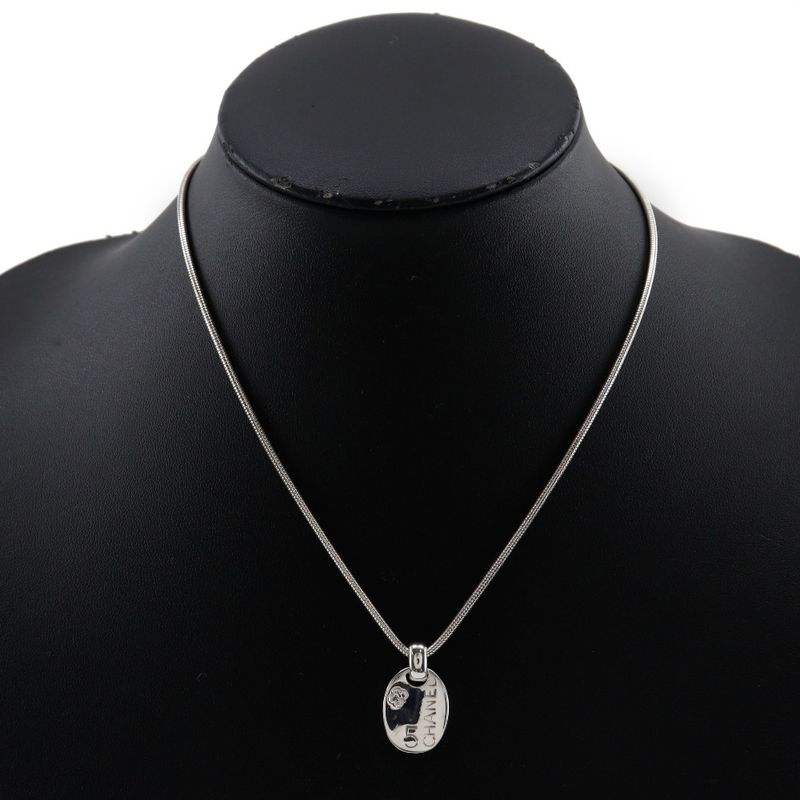 Chanel Icon NO.5 Clover Snake Chain Silver 925 Ladies 12.1g Necklace