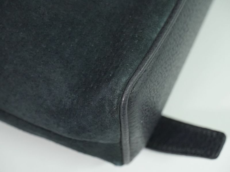 Authentic Gucci Bamboo Backpack Sac Backpack Suede Leather Navy Bamboo Bag