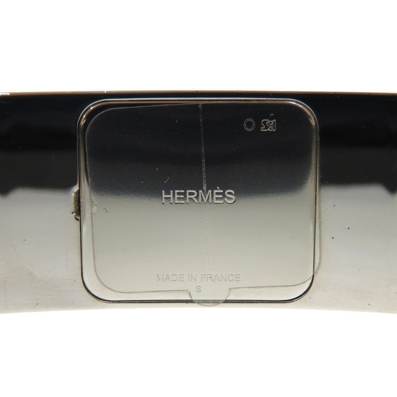 Hermes Medor Metal Black Silver Hardware Black Bangle 1630 Hermes