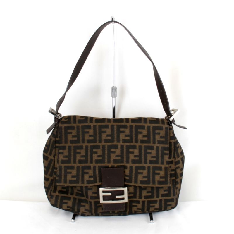 Fendi Zucca Mamma Bucket Shoulder Bag Canvas Brown