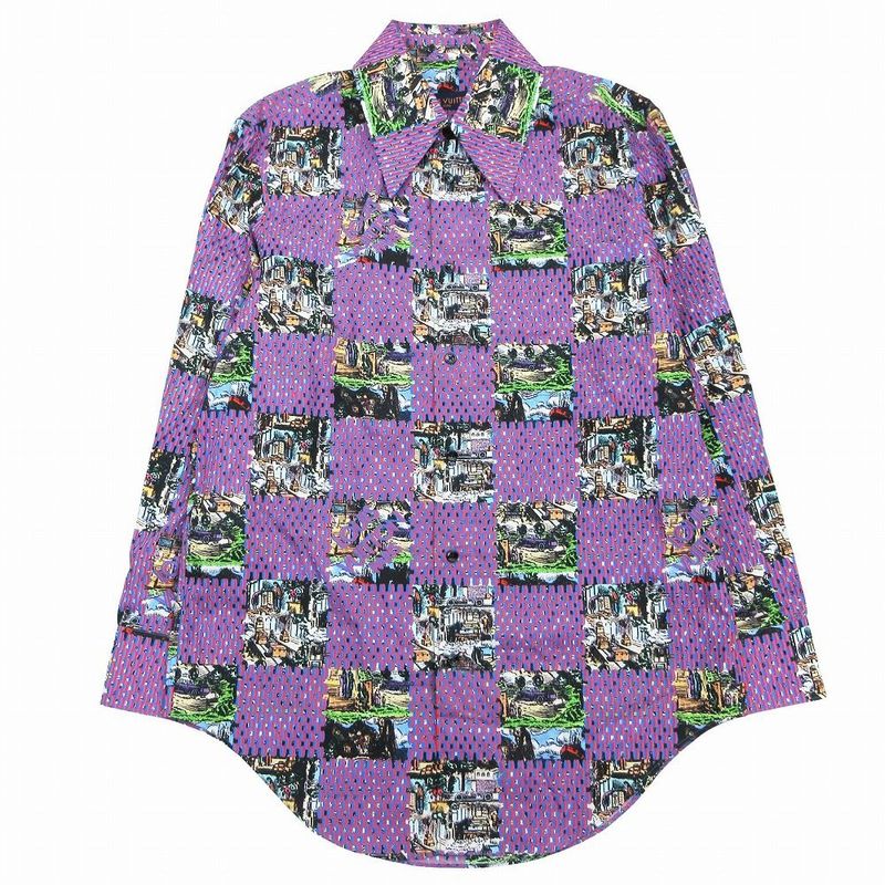 Louis Vuitton Rm222 Pn5 Hns62w Damier Classic Shirt Long Sleeves Purple Size XS