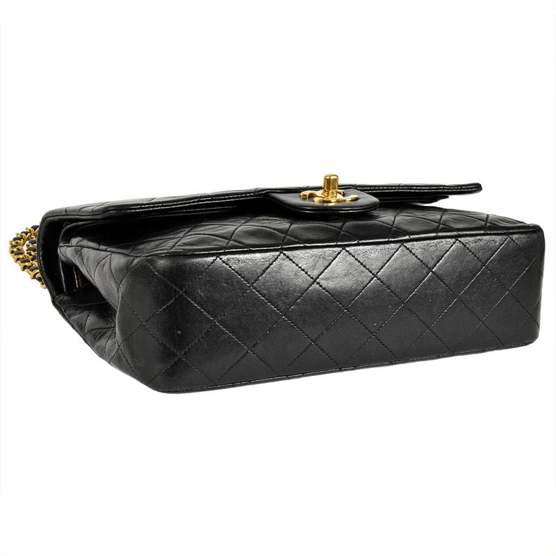 Chanel Matelasse 25 Chain Shoulder Bag Lambskin A01112 Black Gold Hardware Coco