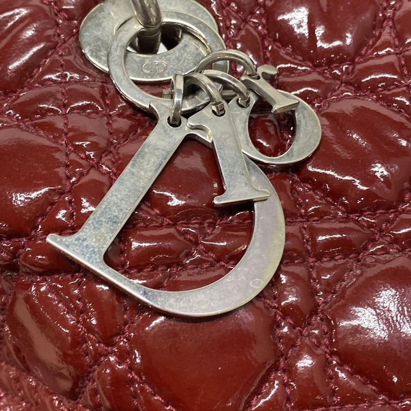 Dior/christian Dior Tote Bag Canage Stitch Red Chain Shoulder Leather