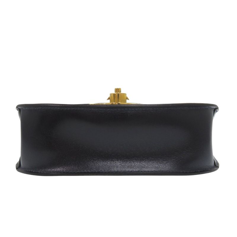 Hermes Vintage Box Calf Black Shoulder Bag Black 0816hermes