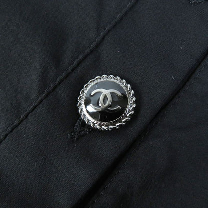 CHANEL P57567 100% Cotton Coco Mark Button Round Neck Short Sleeve Dress Mini