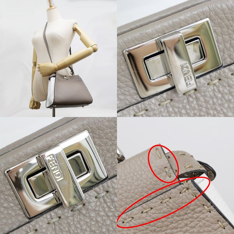 Fendi P-cub-mini Bicolor-gray-x White Handbag Shoulder-8bn244 Women's
