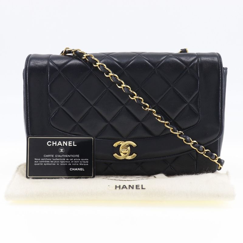Chanel Diana Chain Shoulder Matelasse Lambskin Black Ladies Shoulder Bag