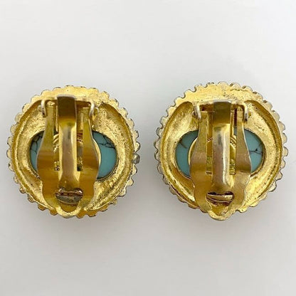 Chanel Ear Ring Gold Light Blue GP