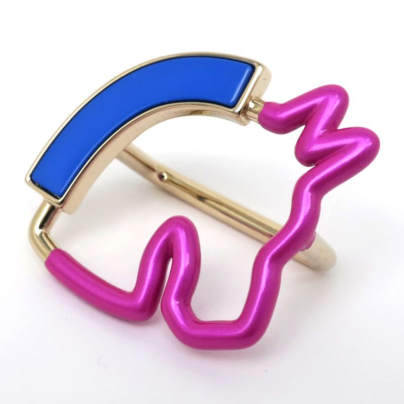 Hermes Scarf Ring Cheval Neon Cheval Pink Blue Gold Hardware Accessories