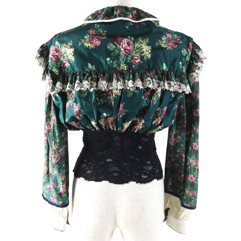 Louis Vuitton 19AW Cotton Silk Floral Pattern Ruffle Lace Long Sleeve Blouse