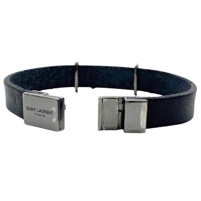 Saint Laurent Bracelet Black Cassandra Excellent Condition Leather Preowned