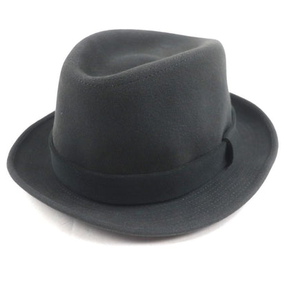 Hermes 100% Wool Rabbit Felt Hat With Ribbon Dark Gray 57 Made In Italy