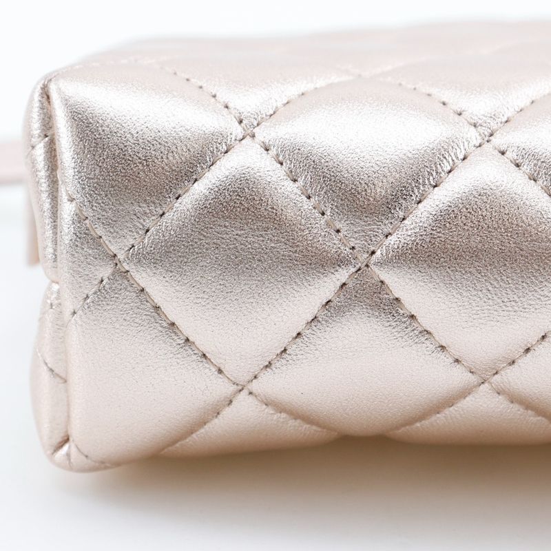Chanel Matelasse A69259 Lambskin Metallic Pink Women's Pouch