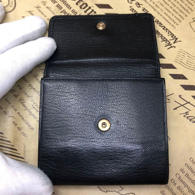 Chanel Trifold Wallet CC Logo Caviar Leather Black