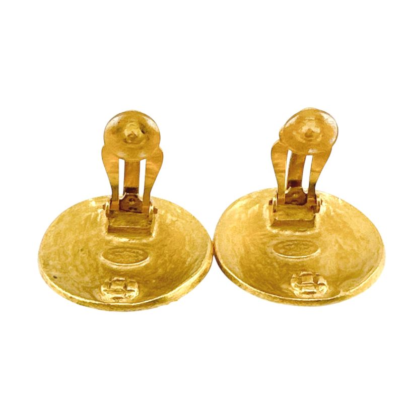 Chanel Vintage Large Earrings Coco Mark Earrings Chanel Gold