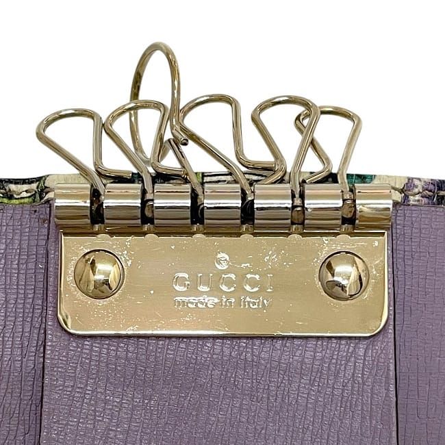 Gucci 6ring Key Case Cream White Green Flora Nice