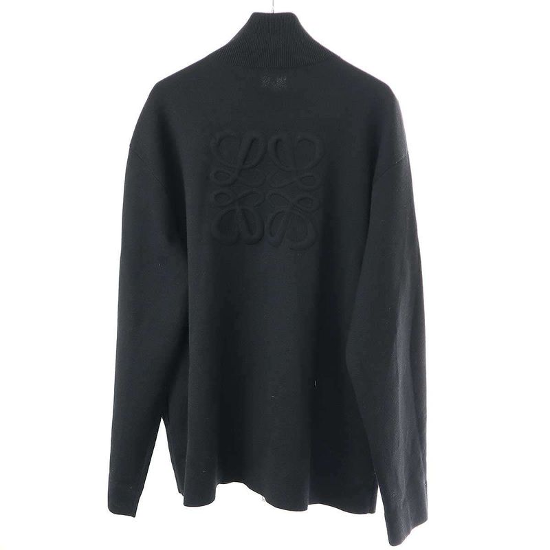 Loewe 23aw Anagram Zip-Up Wool Knit Sweater H526y16k42 Black XXL