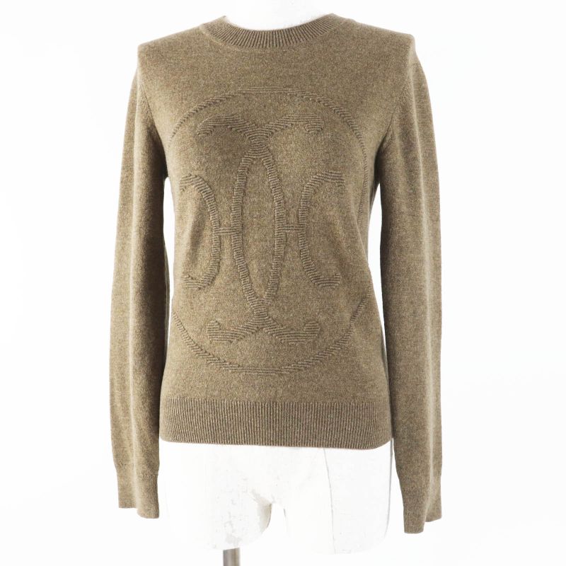 Hermes 22AW 2h2631d1 Cashmere H Lift Long Sleeve Knit Pullover Brownish 34