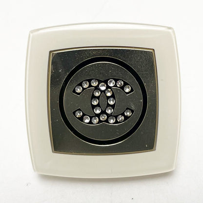 Chanel Resin X Rhinestone White X Gold Accessories Earrings Ladies