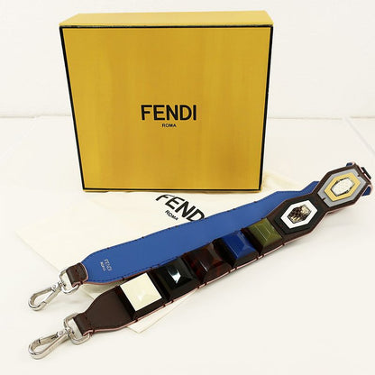 Fendi Strap Yu-croc Brown Blue-pink Multicolor-shoulder-strap