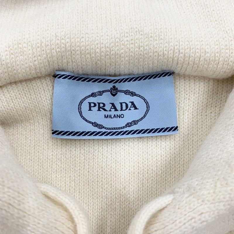 Prada Top White Black Hoodie Hoody Logo Knit Cashmere