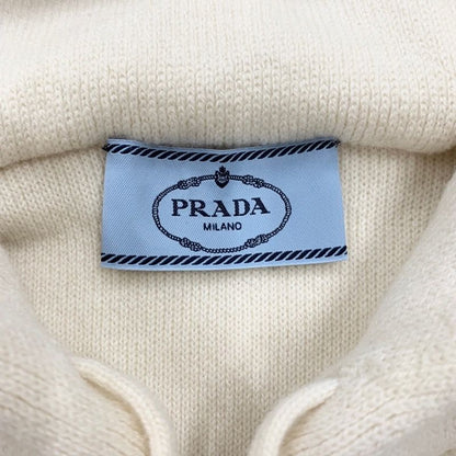 Prada Top White Black Hoodie Hoody Logo Knit Cashmere
