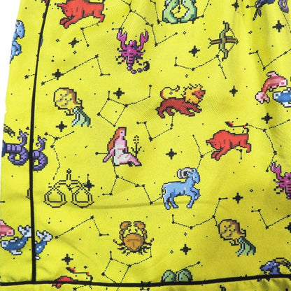 Unused 22aw Christian DIOR Zodiac Pixel Shorts Silk Half Pants Bottoms Yellow