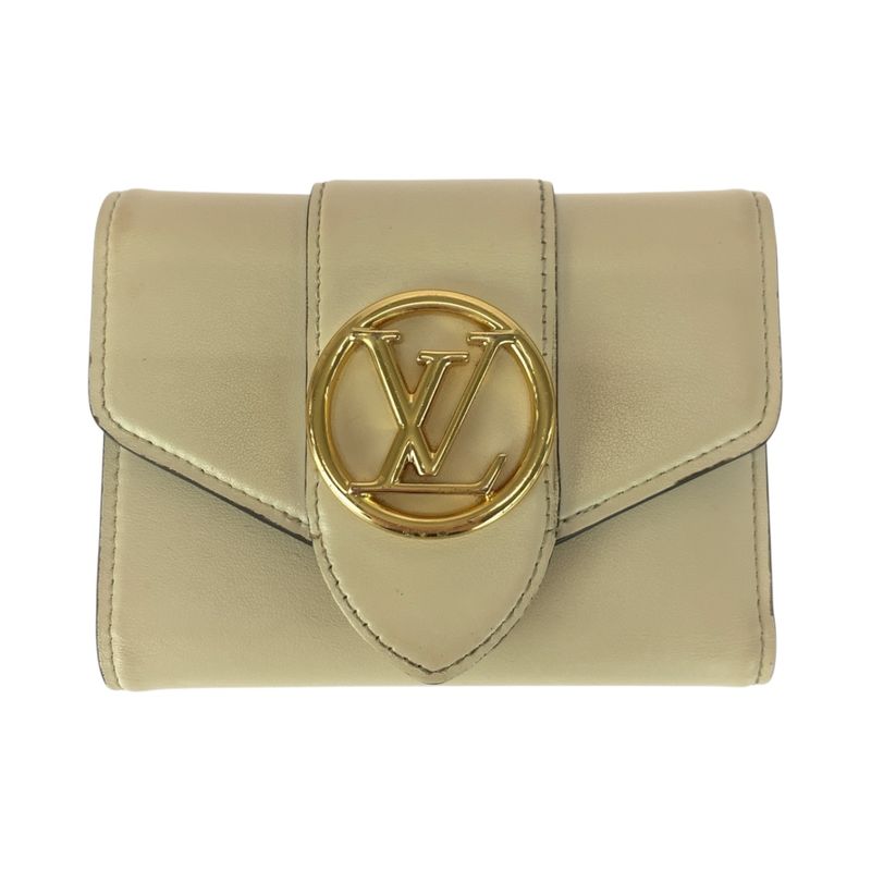 Louis Vuitton Portefeuille Pont Neuf Ivory Gold Hardware Leather M69176 Fold