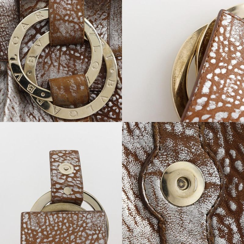 Bvlgari Bulgari Chandra Leather Silver/brown Women's Tote Bag