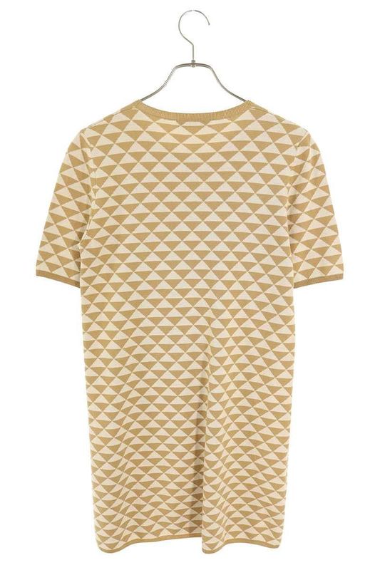 Prada 23958 S231 12QA Triangle Logo Allover Knit Short Sleeve Dress Women 38