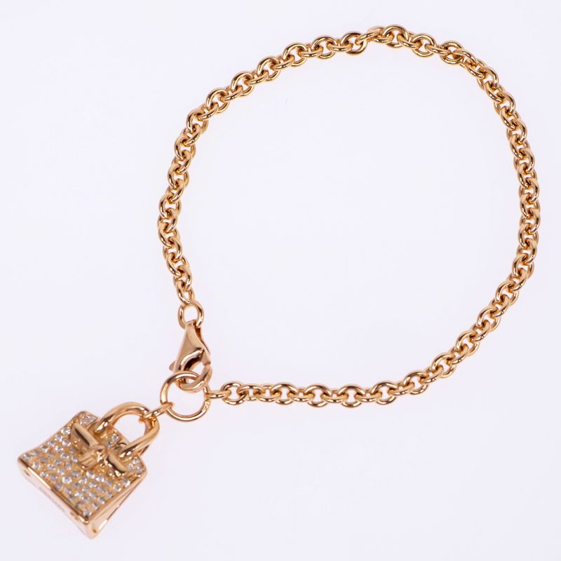 Hermes Bracelet Amulet Birkin SH 750pg 18K Gold Diamond 0.44ct 15cm
