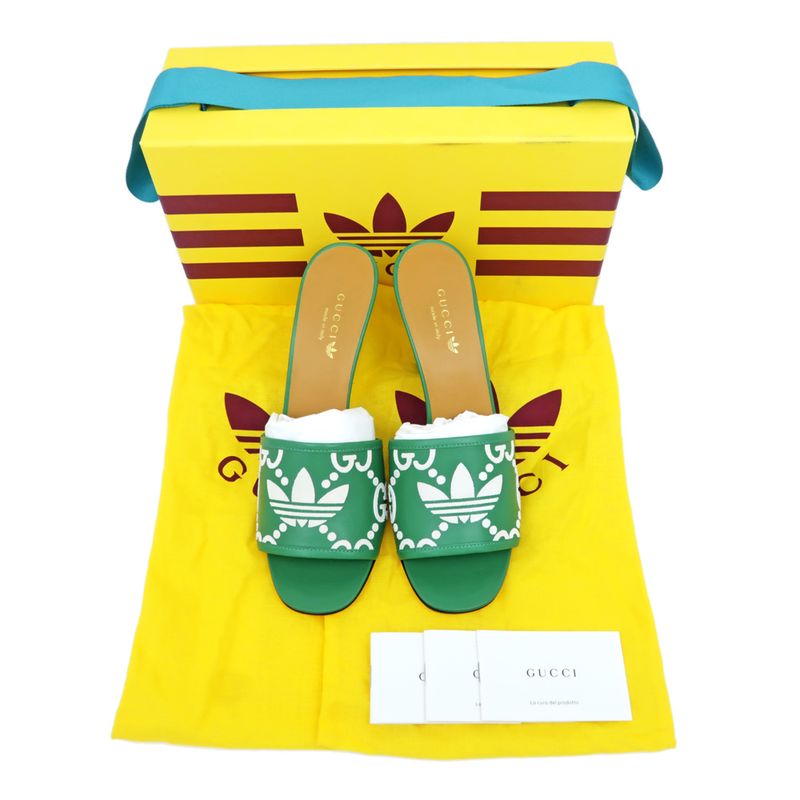 Gucci Adidas Collaboration Sandals Green 722445 Size 40 Mule Heel