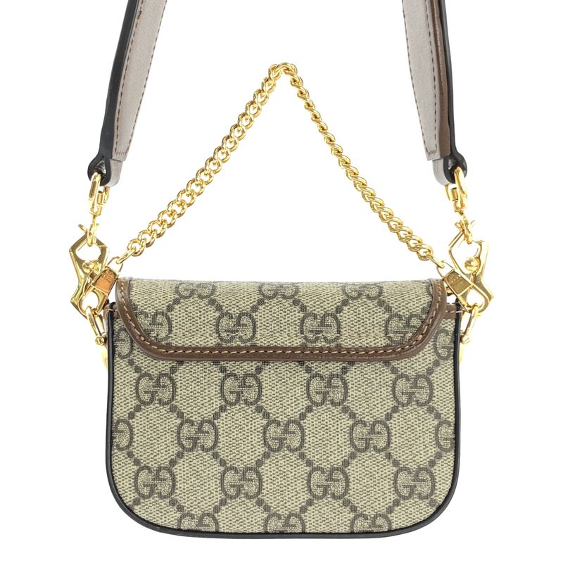 Gucci Horsebit Shoulder Strap Wallet - Beige Brown - Women's
