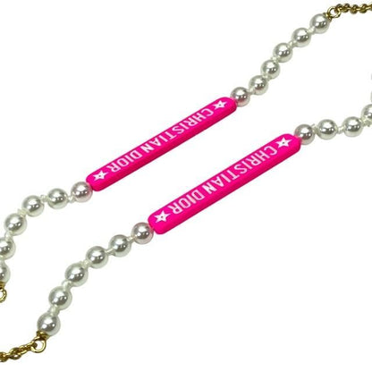 Christian DIOR Airpods Holder Necklace Airpods Holder Chain Logo Faux Pearl GP