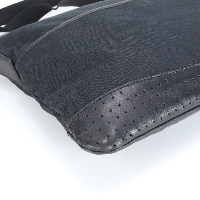 Gucci GG Canvas Perforated Leather Shoulder Bag Crossbody Messenger Business