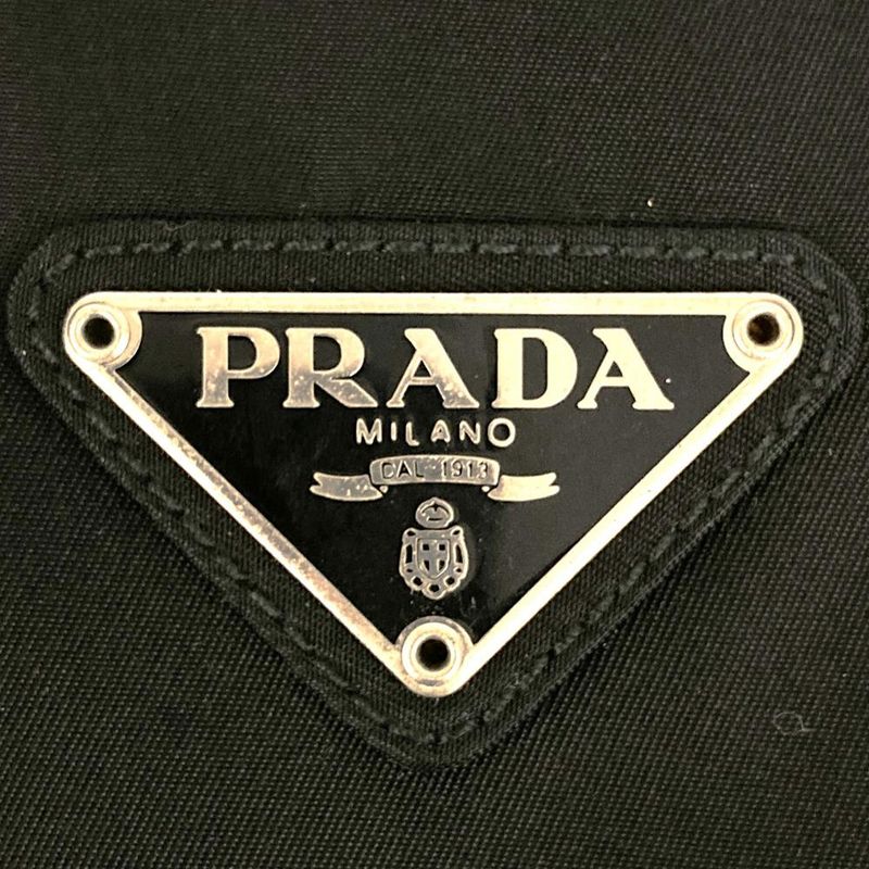 Sale/prada Nylon/bottom Leather Backpack/daypack Black Triangle Logo Triangle