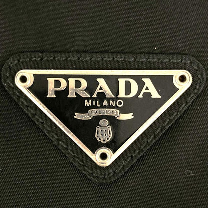 Sale/prada Nylon/bottom Leather Backpack/daypack Black Triangle Logo Triangle