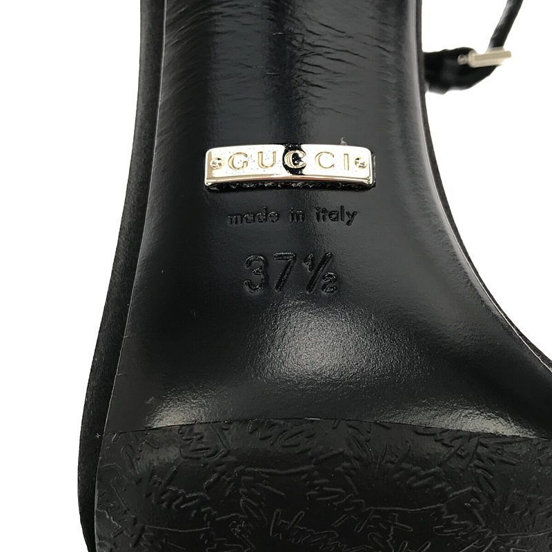 Gucci Rhinestone Ankle Strap Heeled Sandals With Rhinestone Ribbon