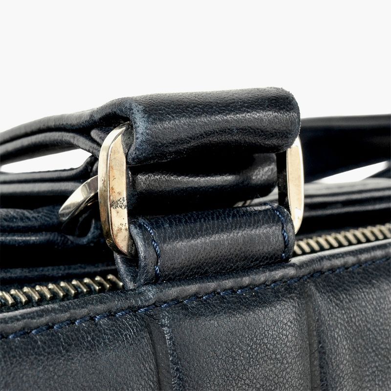 Chanel Chocobar Handbag Lambskin Navy Silver Hardware 7 Digit 7s Ladies