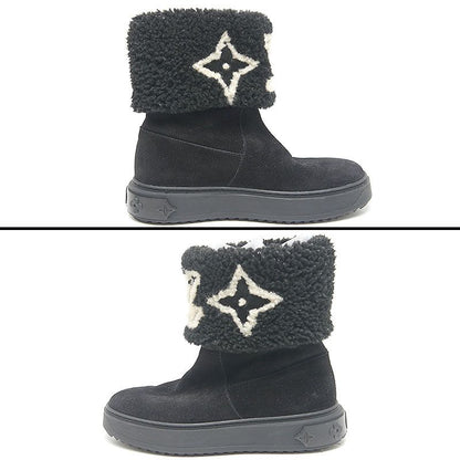 Louis Vuitton LV Snowdrop Line Ankle Boots 35 Black Mouton Boots