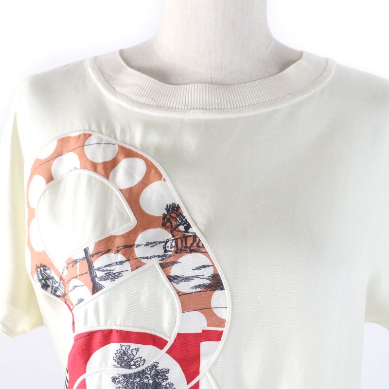 Hermes 22SS 2e2826ds 100% Silk Twill Raine Chaine D'ancre Short Sleeve Knit