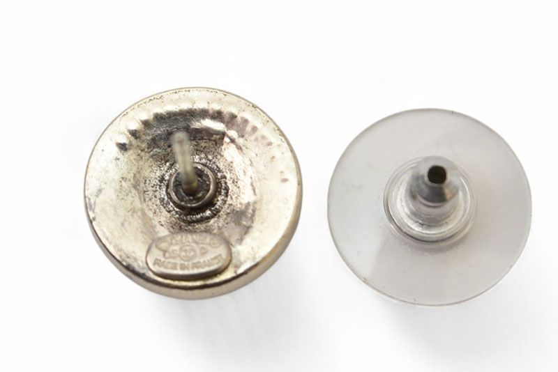 Chanel Earrings Chanel Accessories CC Coco Mark Circle Motif Antique Silver 03