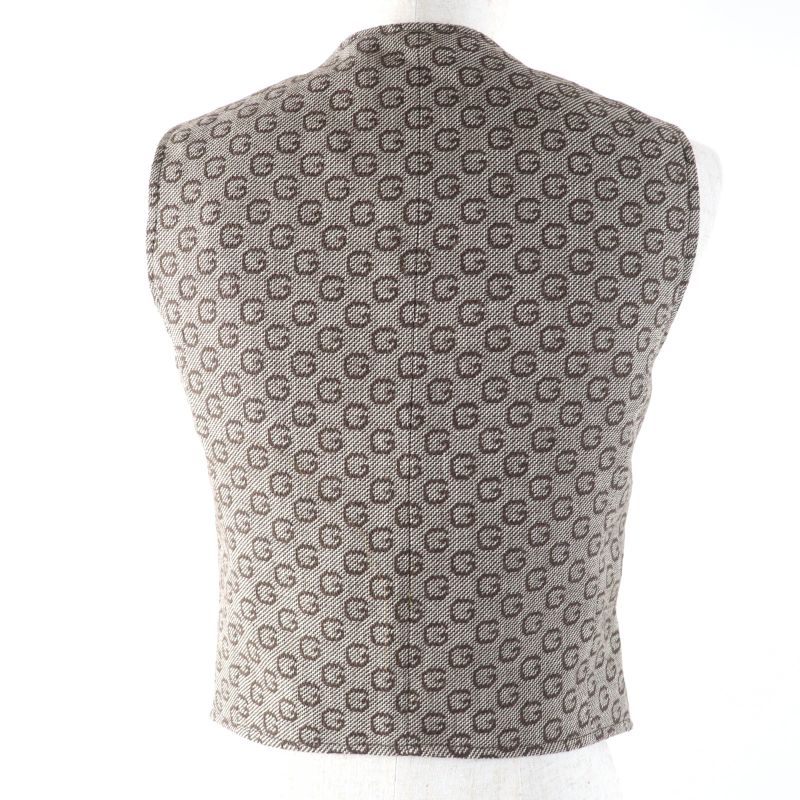 Gucci 652629 649337 100% Wool Logo Patterned Vest And Jacket 2-piece Ensemble