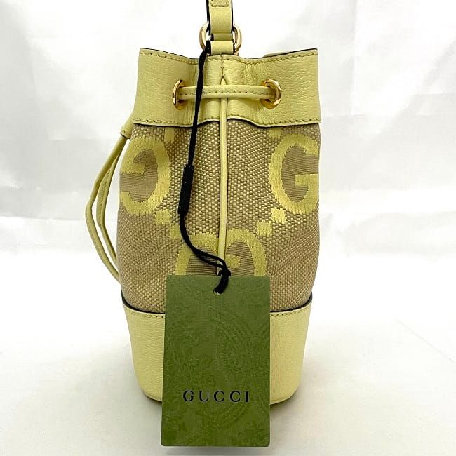 Gucci Shoulder Bag Mini Bucket Bag Yellow Jumbo GG