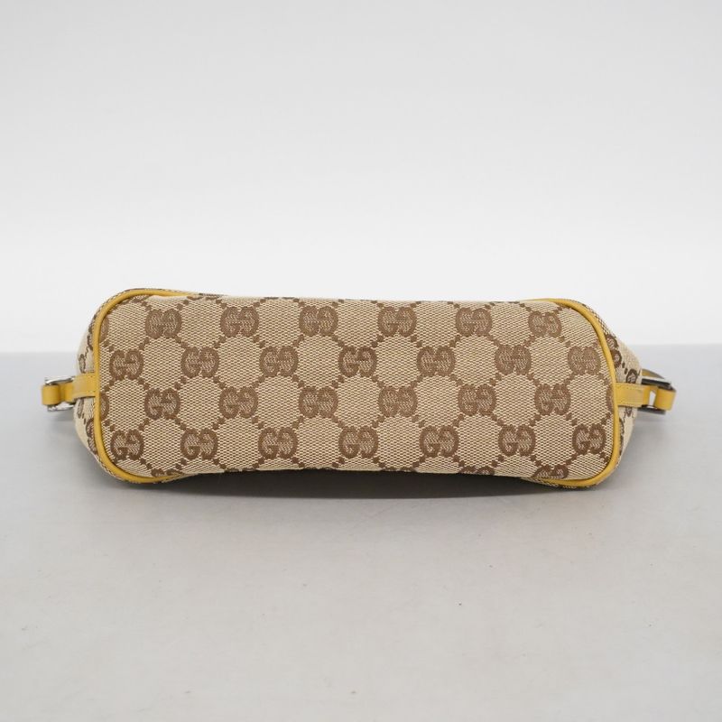 Gucci Handbag GG Canvas 07198 Canvas Brown Yellow Silver Hardware Women