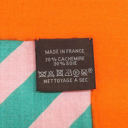 Hermes Shawl Carre 140 Carre Cashmere Silk Orange and Multicolor [box