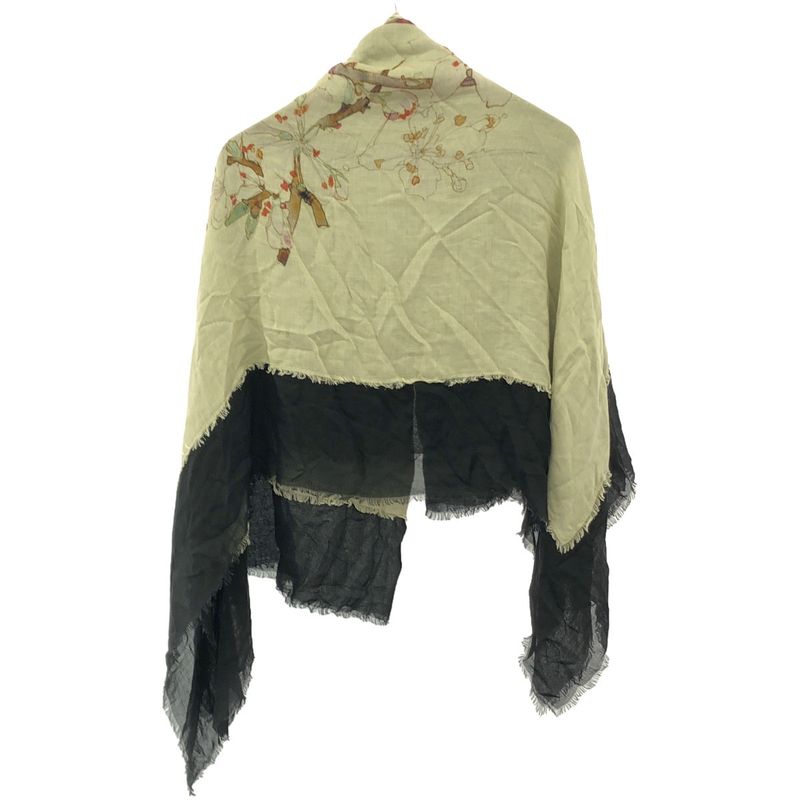Loewe Flower Print Large Shawl Beige Black