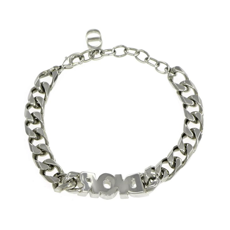 Dior Bracelet Silver Color Logo Rhinestone Accessory - Men's Man